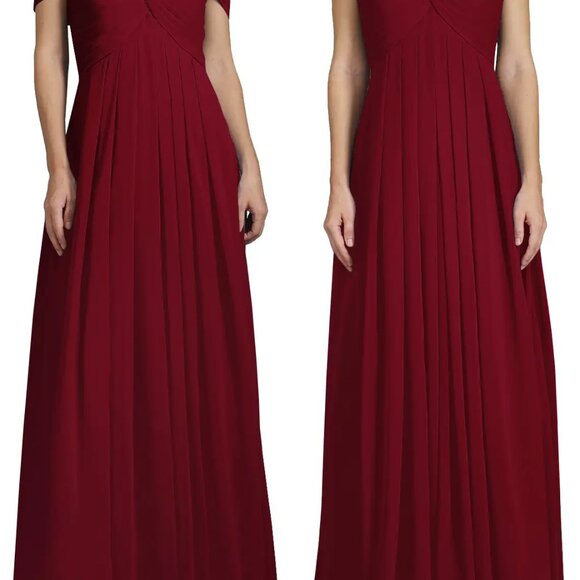 Brand New Azazie Burgundy Empire Convertible Ruched Chiffon Dress - Picture 11 of 13